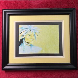 Lady with Featherhat, original, Matted& Framed 11 3/4"x9 3/4"